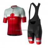 2020 Fahrradbekleidung Castelli Grau Rot Trikot Kurzarm und Tragerhose