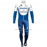 2020 Fahrradbekleidung Deceuninck Quick Step Blau Wei Trikot Langarm und Tragerhose