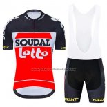 2020 Fahrradbekleidung Lotto Soudal Shwarz Wei Rot Trikot Kurzarm und Tragerhose