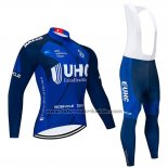 2020 Fahrradbekleidung UHC Dunkel Blau Trikot Langarm und Tragerhose