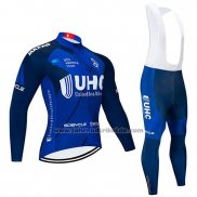 2020 Fahrradbekleidung UHC Dunkel Blau Trikot Langarm und Tragerhose