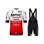 2021 Fahrradbekleidung BMC Wei Rot Trikot Kurzarm und Tragerhose