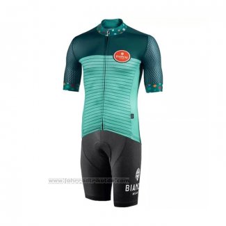 2021 Fahrradbekleidung Bianchi Grun Trikot Kurzarm und Tragerhose