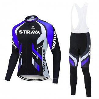 2021 Fahrradbekleidung STRAVA Volett Shwarz Trikot Langarm und Tragerhose