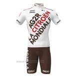 2022 Fahrradbekleidung Ag2r La Mondiale Wei Braun Trikot Kurzarm und Tragerhose