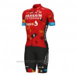 2022 Fahrradbekleidung Bahrain Victorious Rot Trikot Kurzarm und Tragerhose