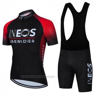 2022 Fahrradbekleidung Ineos Grenadiers Shwarz Rot Trikot Kurzarm und Tragerhose