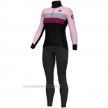 2023 Fahrradbekleidung Frau ALE Shwarz Rosa Trikot Langarm und Tragerhose
