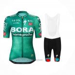 2023 Fahrradbekleidung Frau Bora Hansgrohe Grun Trikot Kurzarm Und Tragerhose