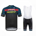 2023 Fahrradbekleidung Scott Sram Shwarz Trikot Kurzarm Und Tragerhose