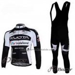 2010 Fahrradbekleidung Kuota Shwarz und Wei Trikot Langarm und Tragerhose