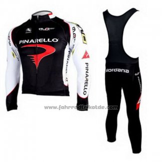 2010 Fahrradbekleidung Pinarello Shwarz und Wei Trikot Langarm und Tragerhose