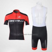 2011 Fahrradbekleidung Castelli Shwarz und Rot Trikot Kurzarm und Tragerhose