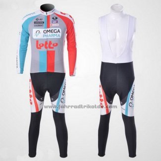 2011 Fahrradbekleidung Omega Pharma Lotto Beige Trikot Langarm und Tragerhose