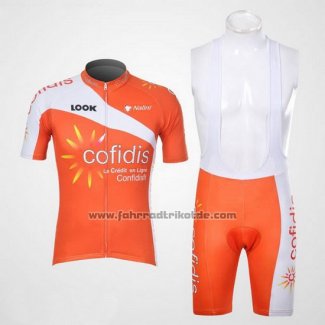 2012 Fahrradbekleidung Cofidis Orange Trikot Kurzarm und Tragerhose