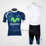 2012 Fahrradbekleidung Movistar Blau Trikot Kurzarm und Tragerhose