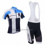 2013 Fahrradbekleidung Sportful Wei und Azurblau Trikot Kurzarm und Tragerhose