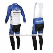 2013 Fahrradbekleidung Subaru Blau und Wei Trikot Langarm und Tragerhose