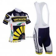 2013 Fahrradbekleidung Vacansoleil Gelb und Shwarz Trikot Kurzarm und Tragerhose