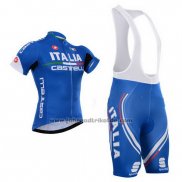 2015 Fahrradbekleidung Castelli Italien Blau Trikot Kurzarm und Tragerhose