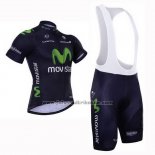 2015 Fahrradbekleidung Movistar Shwarz Trikot Kurzarm und Tragerhose