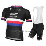 2015 Fahrradbekleidung UCI Weltmeister Lider Quick Step Shwarz Trikot Kurzarm und Tragerhose