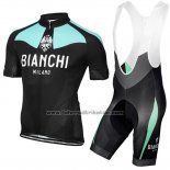 2016 Fahrradbekleidung Bianchi Hellblau und Gelb Trikot Kurzarm und Tragerhose