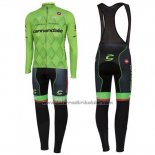 2016 Fahrradbekleidung Cannondale Shwarz und Grun Trikot Langarm und Tragerhose