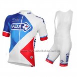 2016 Fahrradbekleidung FDJ Wei und Rot Trikot Kurzarm und Tragerhose