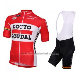 2016 Fahrradbekleidung Lotto Soudal Wei und Rot Trikot Kurzarm und Tragerhose