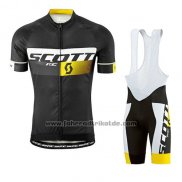 2016 Fahrradbekleidung Scott Shwarz Trikot Kurzarm und Tragerhose