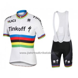 2016 Fahrradbekleidung UCI Weltmeister Tinkoff Wei Trikot Kurzarm und Tragerhose