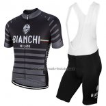 2017 Fahrradbekleidung Bianchi Milano Albatros Grau Trikot Kurzarm und Tragerhose