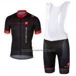 2017 Fahrradbekleidung Castelli Hell Shwarz und Rot Trikot Kurzarm und Tragerhose