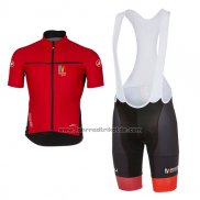 2017 Fahrradbekleidung Castelli Maratone Rot und Shwarz Trikot Kurzarm und Tragerhose