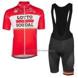 2017 Fahrradbekleidung Lotto Soudal Rot Trikot Kurzarm und Tragerhose