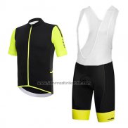 2017 Fahrradbekleidung RH+ Shwarz und Gelb Trikot Kurzarm und Tragerhose