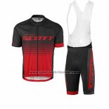 2017 Fahrradbekleidung Scott Shwarz Rot Trikot Kurzarm und Tragerhose