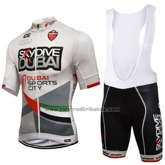 2017 Fahrradbekleidung Skydive Dubai Wei Trikot Kurzarm und Tragerhose