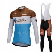 2018 Fahrradbekleidung Ag2rla Blau und Wei Trikot Langarm und Tragerhose