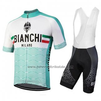 2018 Fahrradbekleidung Bianchi Attone Wei und Grun Trikot Kurzarm und Tragerhose