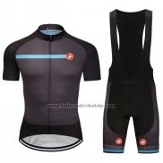 2018 Fahrradbekleidung Castelli Dunkel Grau Trikot Kurzarm und Tragerhose