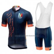 2018 Fahrradbekleidung Castelli Maratona Dles Dolomites-Enel Blau Orange Trikot Kurzarm und Tragerhose