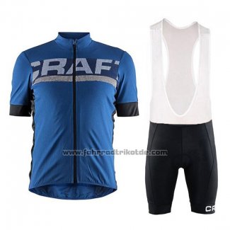 2018 Fahrradbekleidung Craft Blau Trikot Kurzarm und Tragerhose