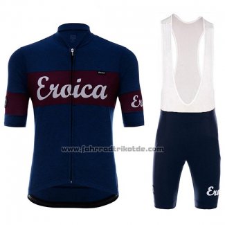 2018 Fahrradbekleidung Eroica Vino Dunkel Blau Trikot Kurzarm und Tragerhose