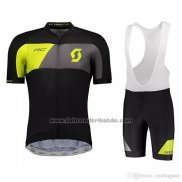 2018 Fahrradbekleidung Scott Shwarz Gelb Trikot Kurzarm und Tragerhose