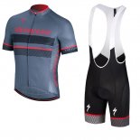 2018 Fahrradbekleidung Specialized Grau Rosa Trikot Kurzarm und Tragerhose