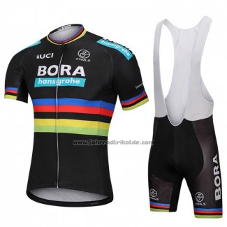 2018 Fahrradbekleidung UCI Weltmeister Bora Shwarz Trikot Kurzarm und Tragerhose