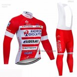 2019 Fahrradbekleidung Androni Giocattoli Rot Wei Trikot Langarm und Tragerhose