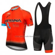 2019 Fahrradbekleidung Astana Orange Trikot Kurzarm und Tragerhose